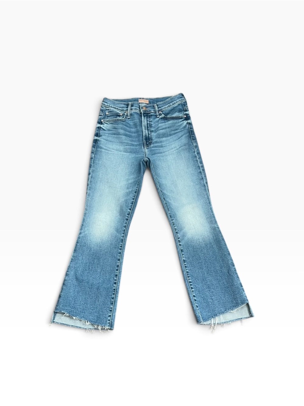 MOTHER Lil’ Insider Crop Step Fray Jeans Petite Out Of The Blue Size 27 - Picture 5 of 16